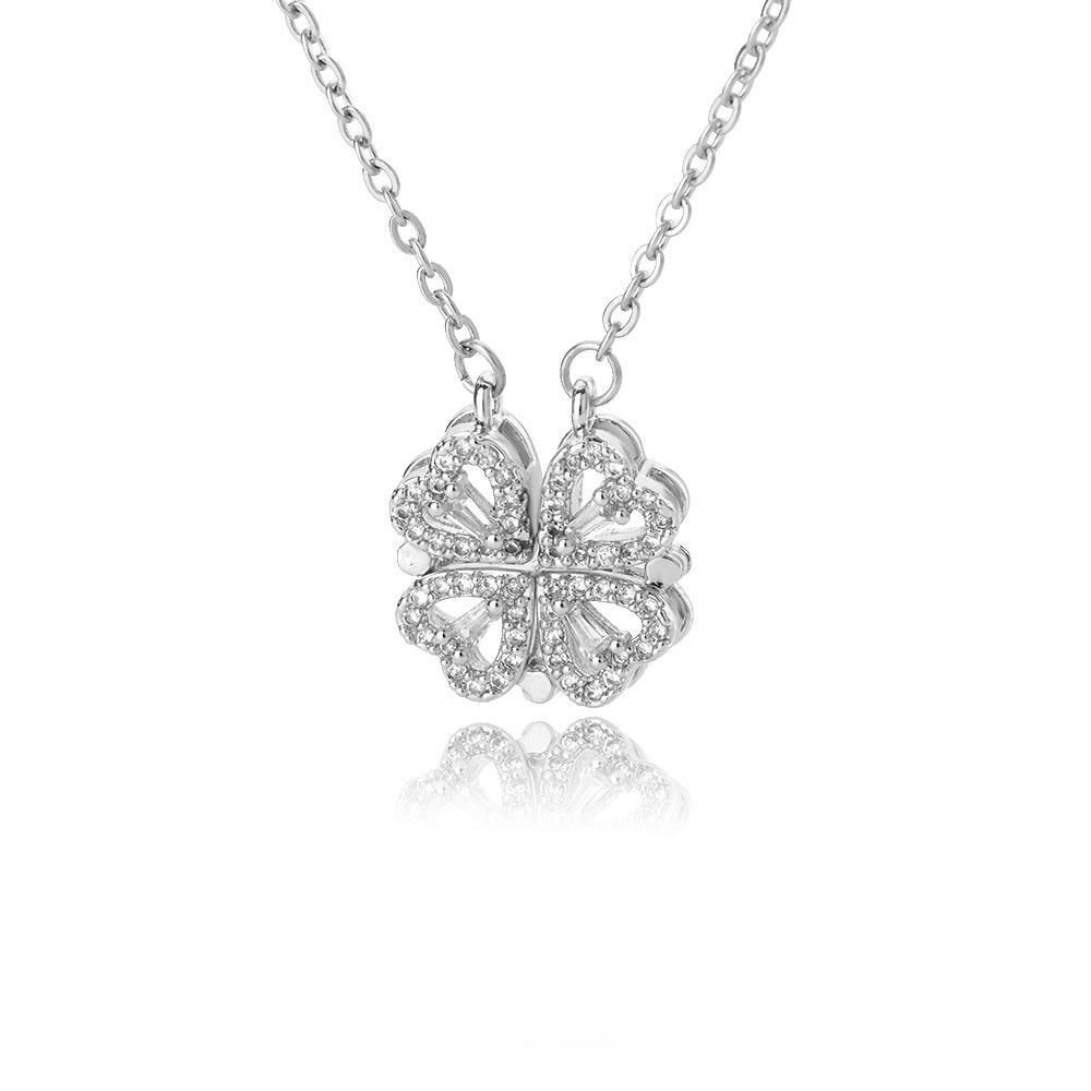 Vintage Silver Four Leaf Clover Charm Necklace