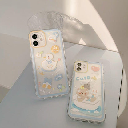 Washing Duck Transparent Cute Phone Cases For iPhone 14 13 11 12 Pro Max Xs Max XR 7 8 Plus 7Plus - Touchy Style