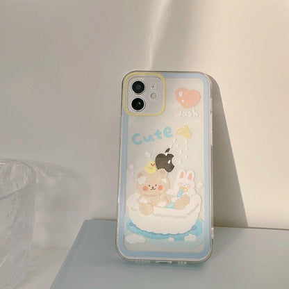 Washing Duck Transparent Cute Phone Cases For iPhone 14 13 11 12 Pro Max Xs Max XR 7 8 Plus 7Plus - Touchy Style