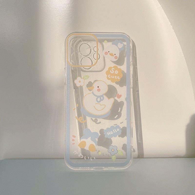 Washing Duck Transparent Cute Phone Cases For iPhone 14 13 11 12 Pro Max Xs Max XR 7 8 Plus 7Plus - Touchy Style