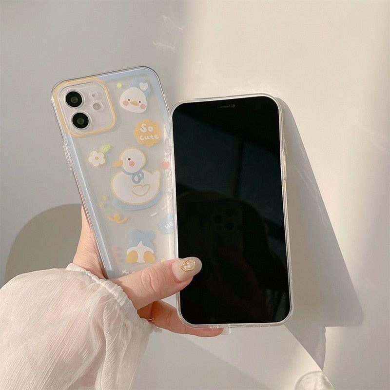 Washing Duck Transparent Cute Phone Cases For iPhone 14 13 11 12 Pro Max Xs Max XR 7 8 Plus 7Plus - Touchy Style