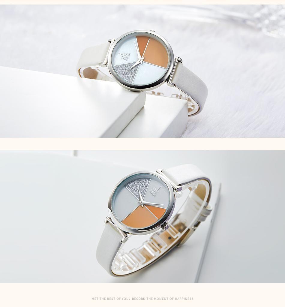 Watch Women Shell Dial leather Ladies Watch Japanese Quartz Movement Ultra Slim Buckle Strap - Touchy Style