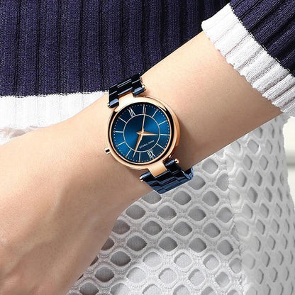 Waterproof Blue Stainless Steel Simple Cheap Watches For Women&