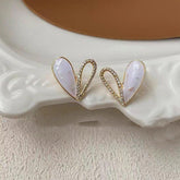 White Drop Earrings Charm Jewelry ECJXYO01 Sweet Heart Pattern Accessories - Touchy Style .