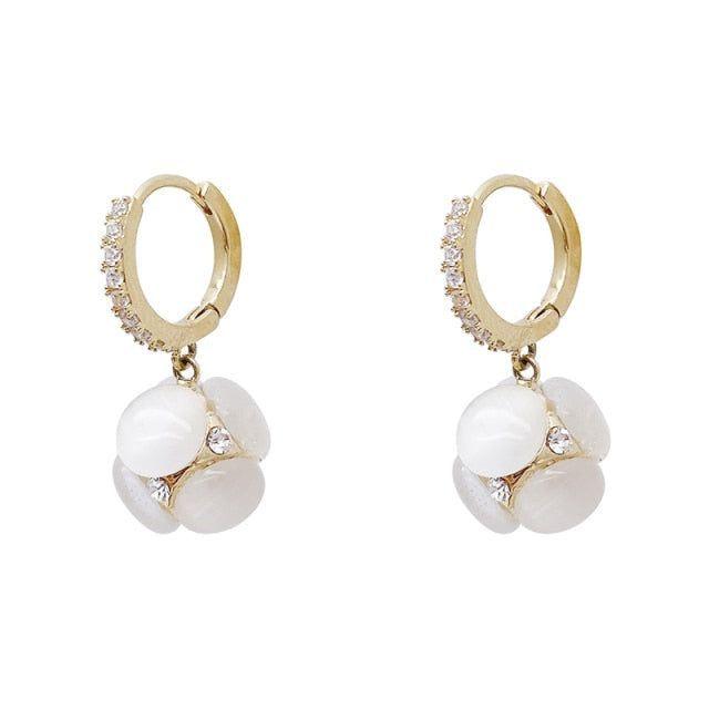 White Fashion Opals Ball Earrings Charm Jewelry XYS0210 - Touchy Style