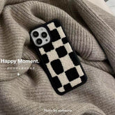 Winter Plush Cute Phone Cases for iPhone 13 Pro 12 11 7 8 X XR XS Max Black Flowers - Touchy Style .