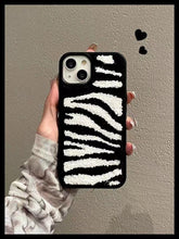 Winter Plush Cute Phone Cases for iPhone 13 Pro 12 11 7 8 X XR XS Max Black Flowers - Touchy Style .