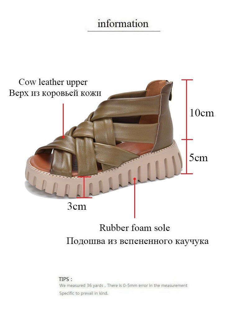 Women Casual Shoes EM721 Gladiator Sandals Boots Leather Wedges Platform - Touchy Style