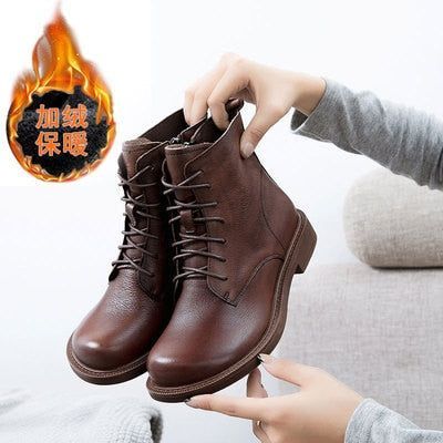 England style men's leisure ankle boots lace-up genuine leather