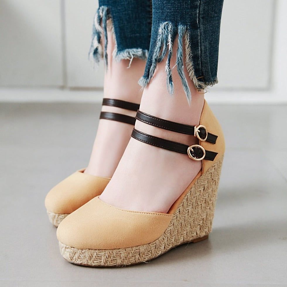 High Heel Ankle Strap Wedge Sandals For Women