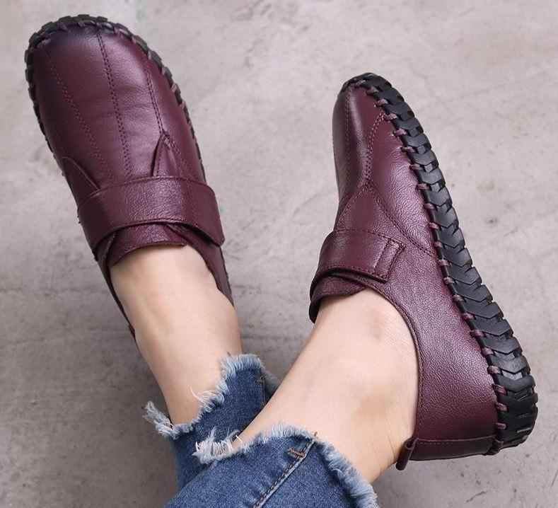 Womens Burgundy outlet Color Leather Handmade Slip On, Turkish Yemeni Shoes, Handmade Flat Shoe, Loafer, Mothers Gift Day