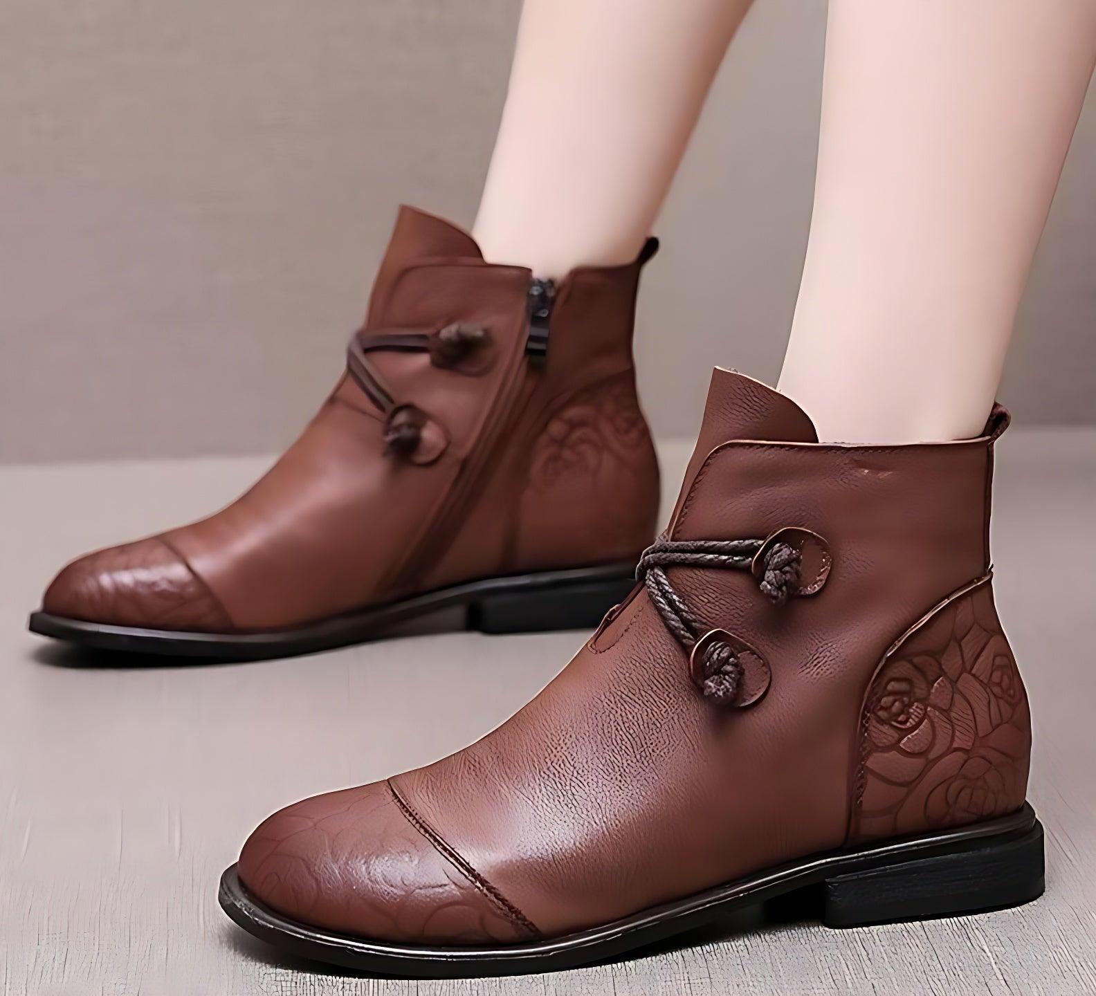 Women s Casual Shoes Soft Leather Flat Ankle Boots 0738 Touchy Style