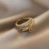 Zipper Shape Zircon Golden Opening Finger Rings Charm Jewelry RCJTXY09 - Touchy Style