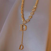 Zircon D Letter Long Necklaces Charm Jewelry NCJSO09 - Touchy Style .