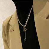 Zircon D Letter Long Necklaces Charm Jewelry NCJSO09 - Touchy Style .