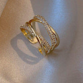 Zircon Metal Cross Golden Finger Rings Charm Jewelry RCJTXY13 - Touchy Style .